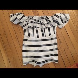 Stripped off the shoulder romper